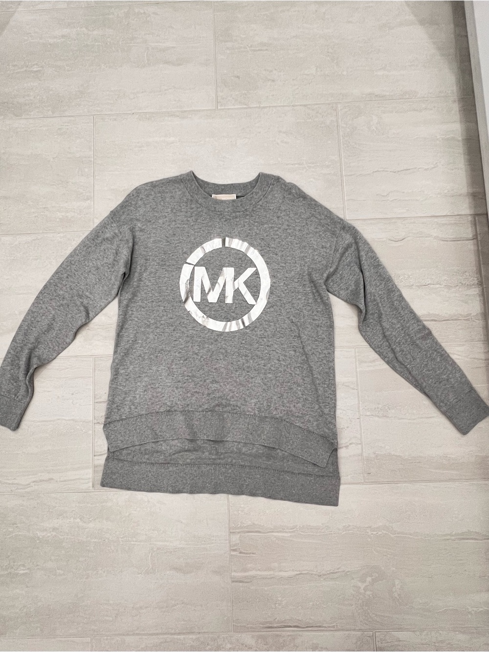 Michael Kors Gray Crewneck Sweater with White MK Logo